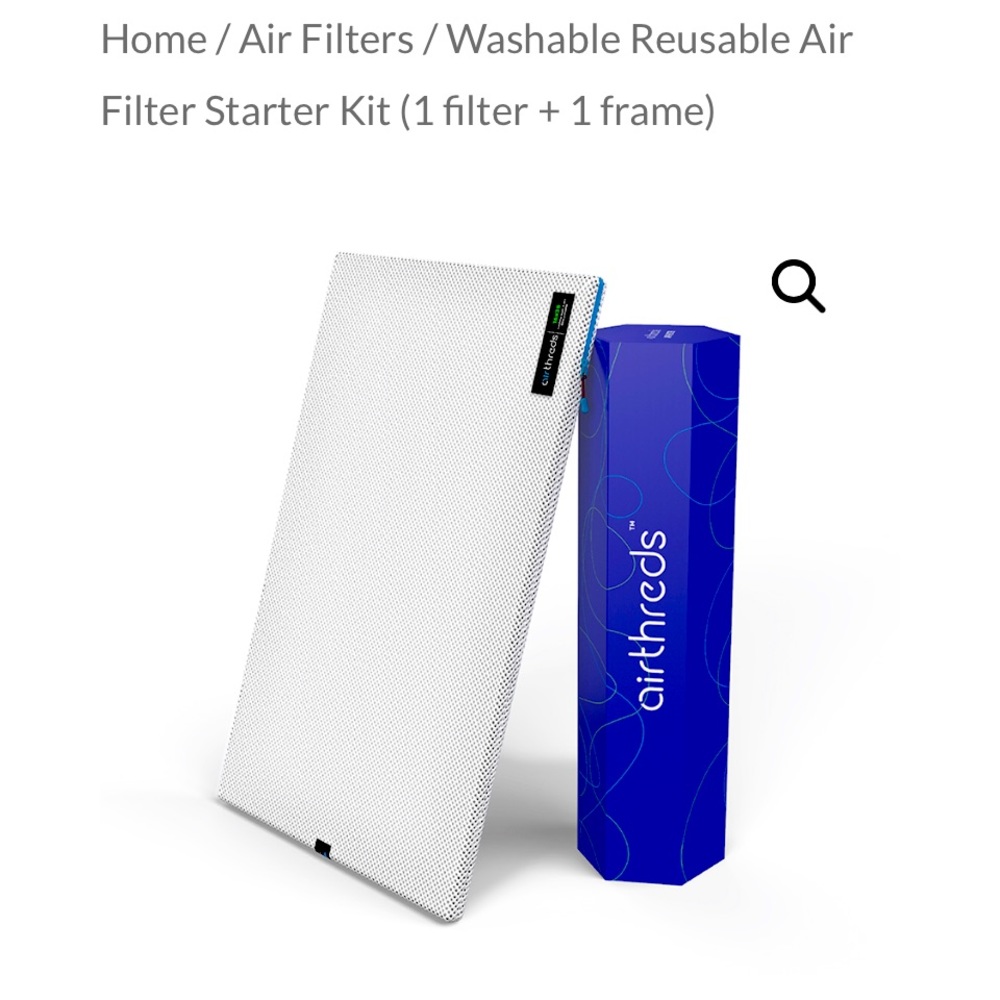 AirThreds Washable Reusable Air Filter Starter Kit (1 filter + 1 frame)